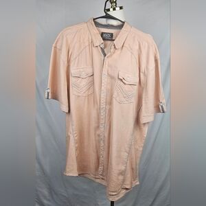 Buckle Black Mens Orange Button Collared 100% Cotton Shirt 3XL Western‎ Summer